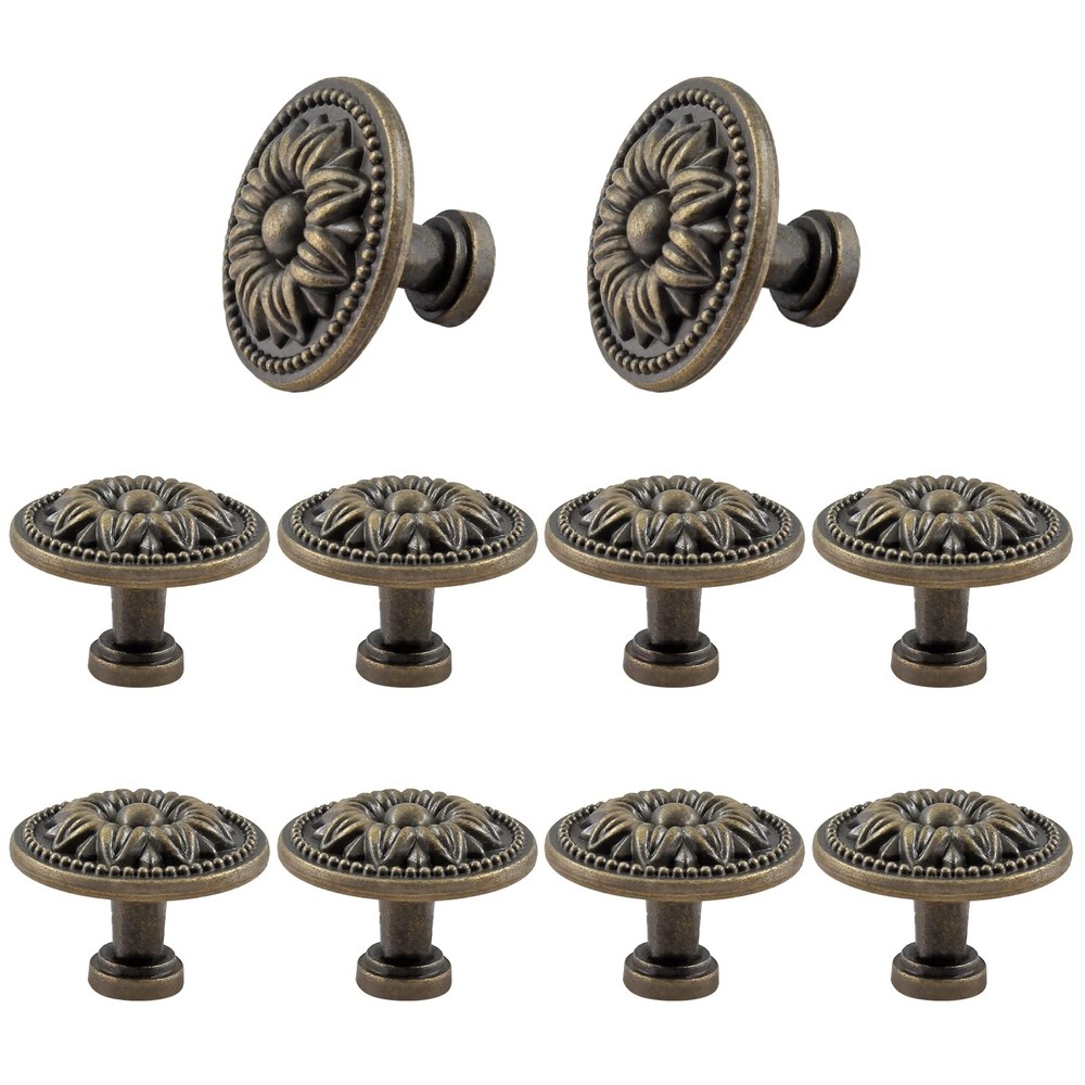 12 Pack Vintage Dresser Knobs - Bronze, Small Drawer Knobs, Antique Cabinet P...