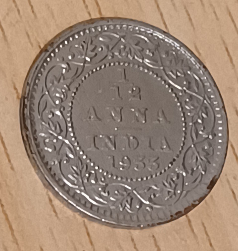India British Half Anna Coin 1933