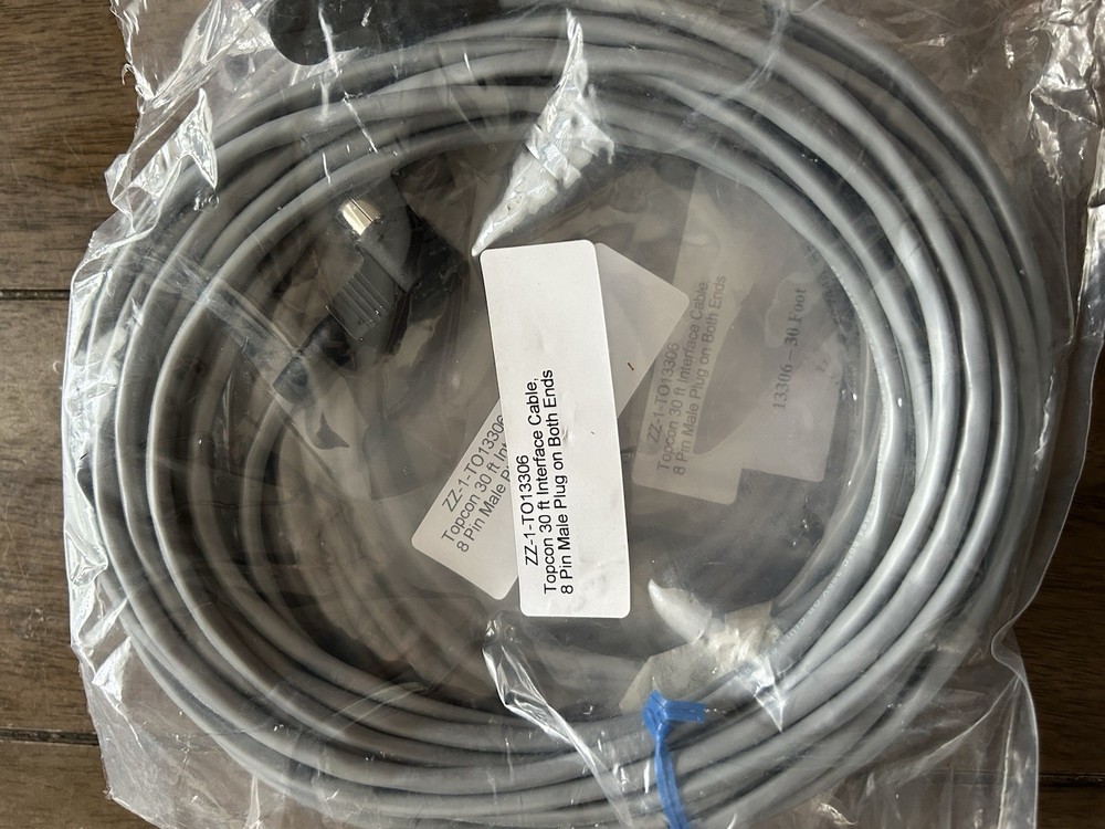 Topcon 30ft Interface Cable 8 Pin Male Plug On Both Ends