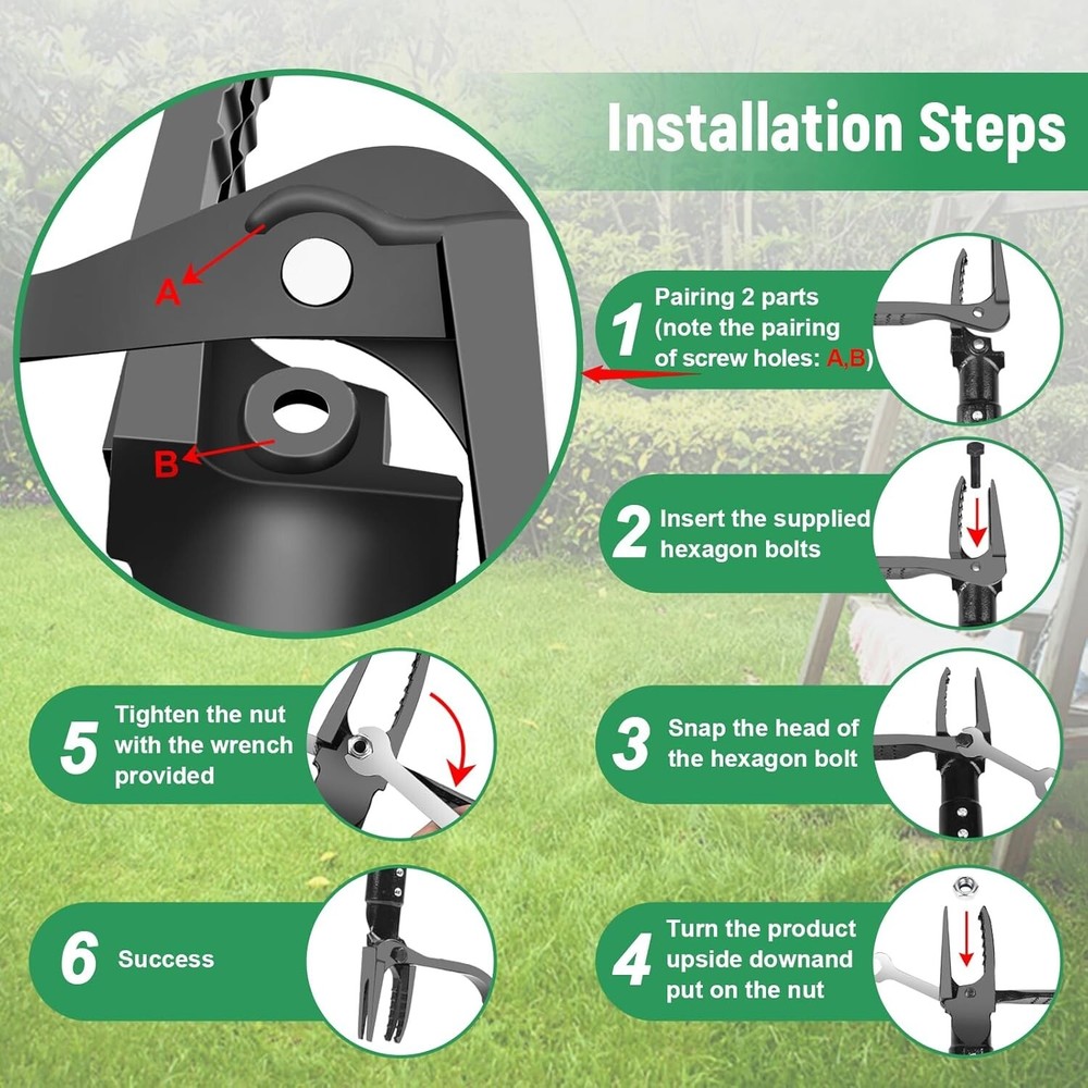 Weed Puller Tool, 4-Claw Stand Up Weeder with Adjustable 46” Handle for Remove