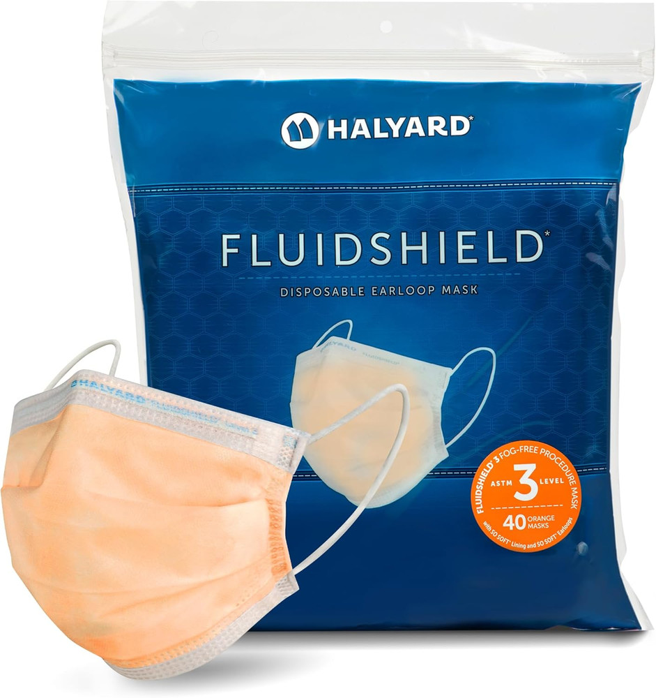 FLUIDSHIELD Level 3 Disposable Procedure Mask W/So SOFT Lining/Earloops