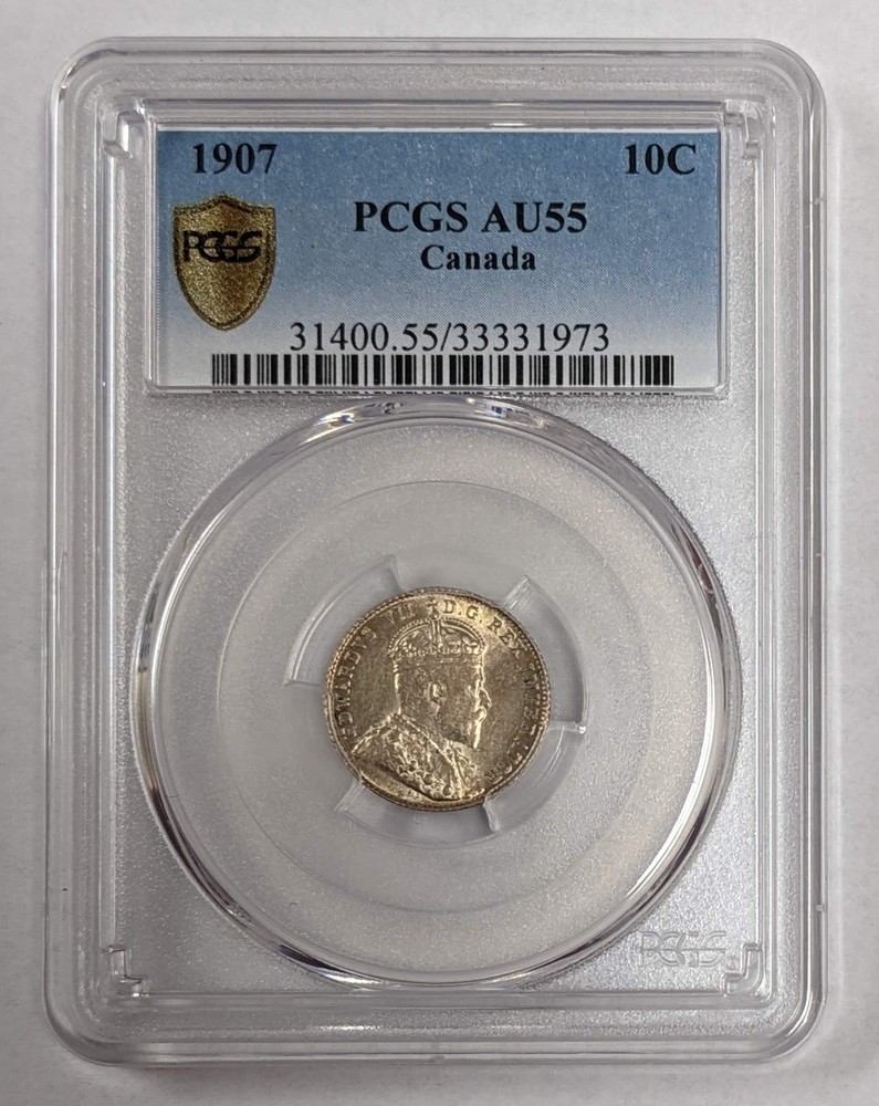 1907 Canada 10c PCGS AU 55