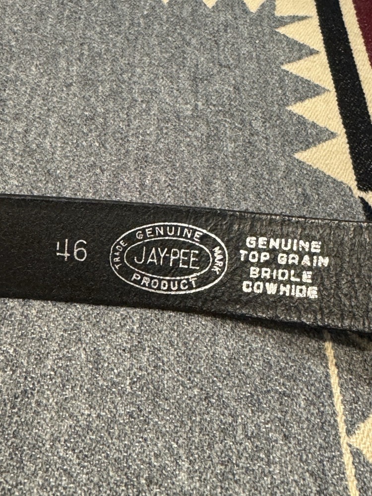 Jay Pee Black Leather Shoulder Strap Brass Hardware 46” Vintage
