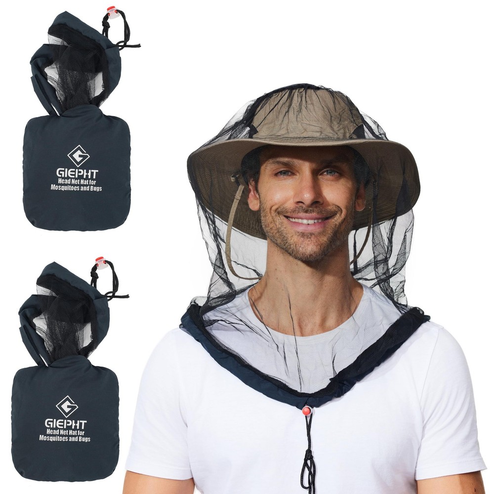 2 Pack Mosquito Head Net Mesh for Hiking & Outdoors,Bug Netting over Hat Adul...