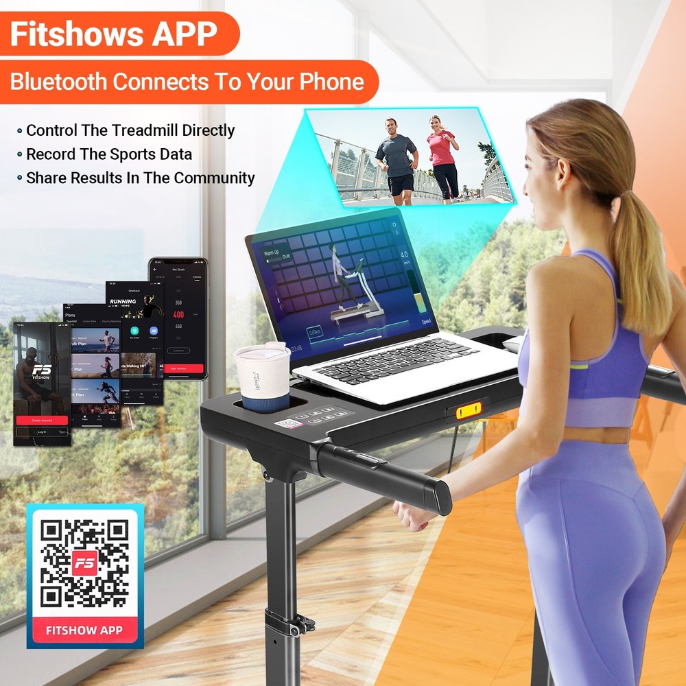 Treadmill with Desk Workstation&Adjustable Height Folding Treadmill with Incline