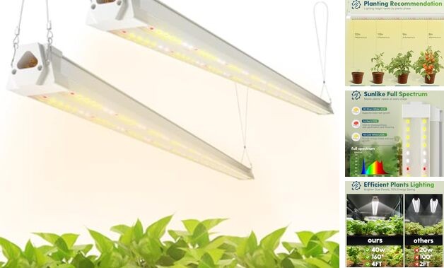 Pack 4FT LED Grow Light, 40W (50W Equivalent), Full 2 Red White Spectrum