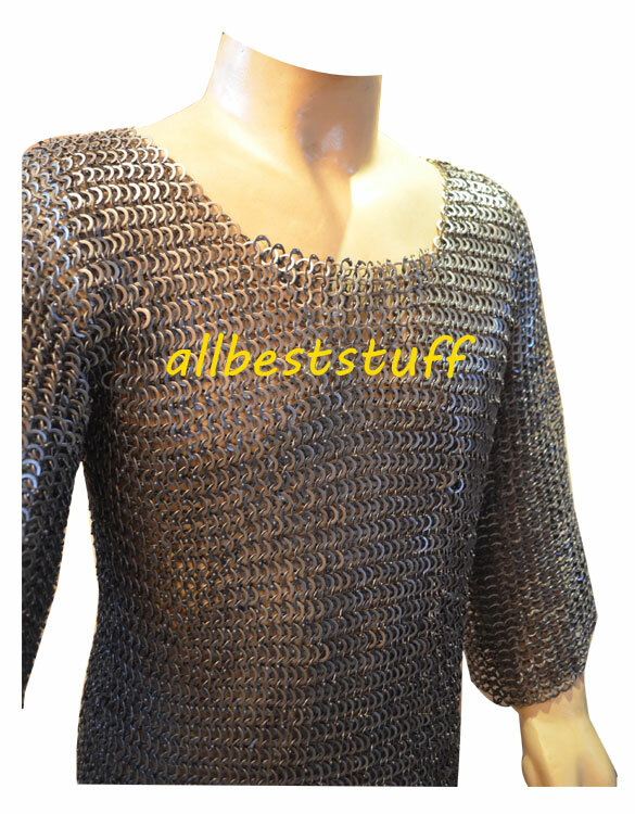 Flat Riveted Solid Rings Chain Mail Shirt Maille Hauberk