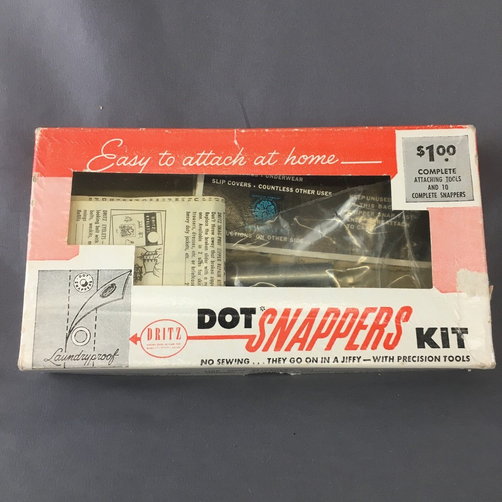 Vintage Dritz Dot Snappers Kit (1949) Includes Instructions/Original Box