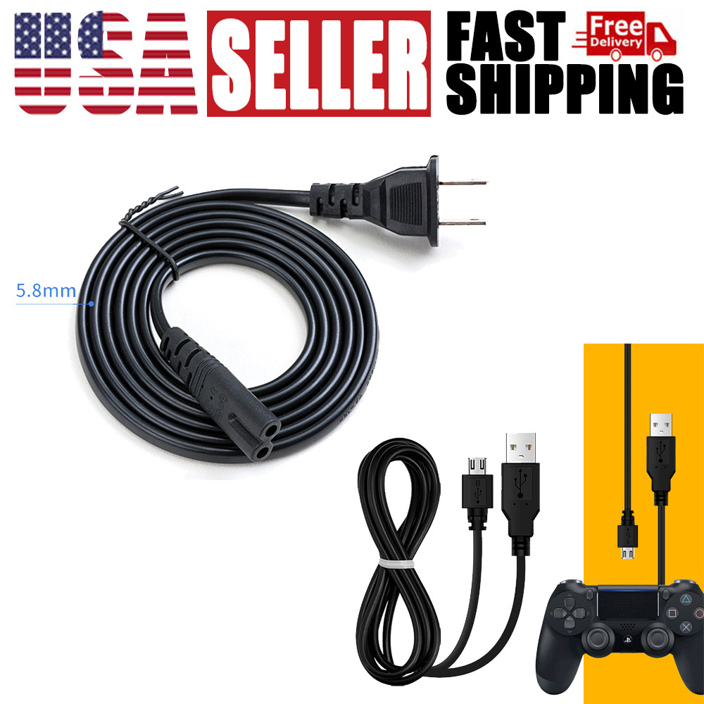 5FT Power Cord Controller Charge Cord for PS4 Connection Bundle Kit