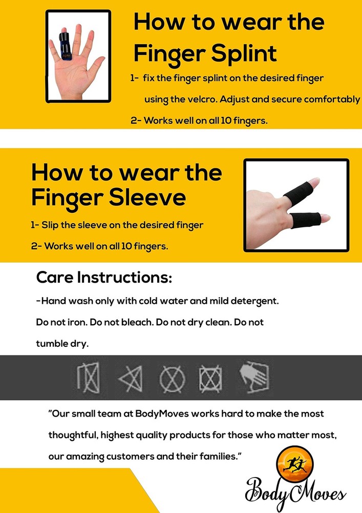 BodyMoves 2 Finger Splints plus 2 sleeves for Trigger Mallet Broken Finger br...