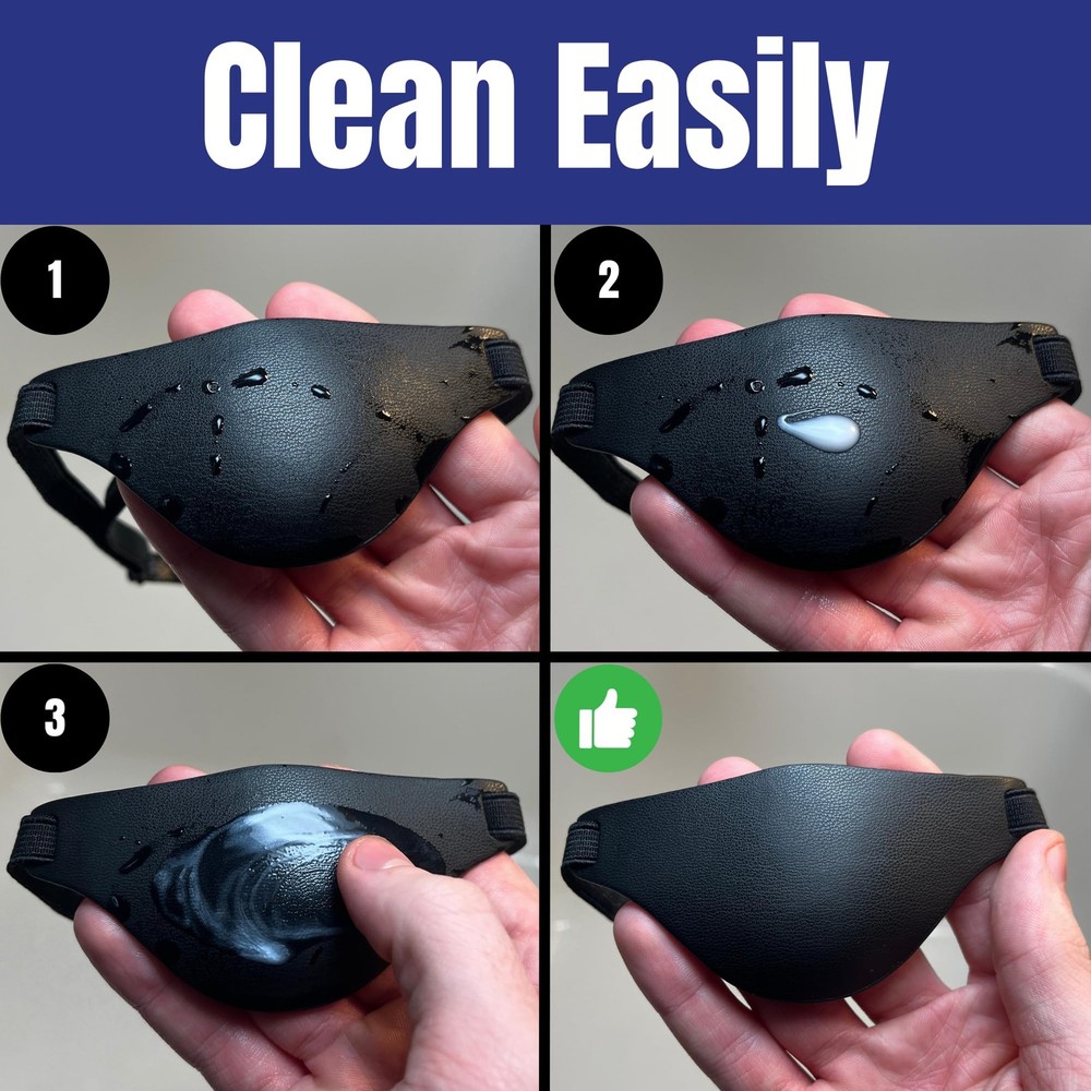 Black Leather Eye Patch with Adjustable Band and Concave Design - Comfortable...