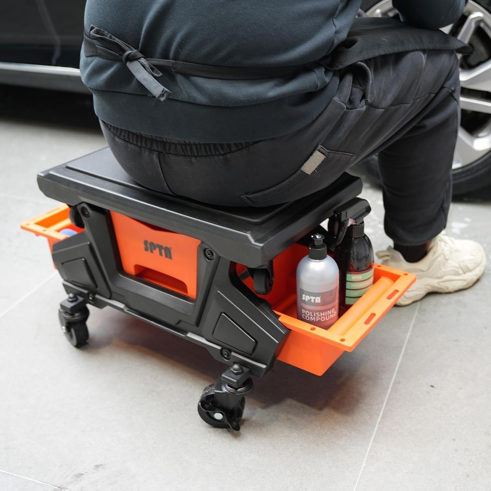 Rolling Mechanics Stool w/ Drawers Creeper Seat 330lb Garage