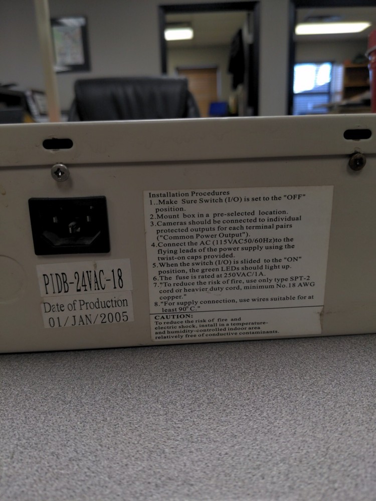 PIDB-24VAC-18 Camera Power Supply