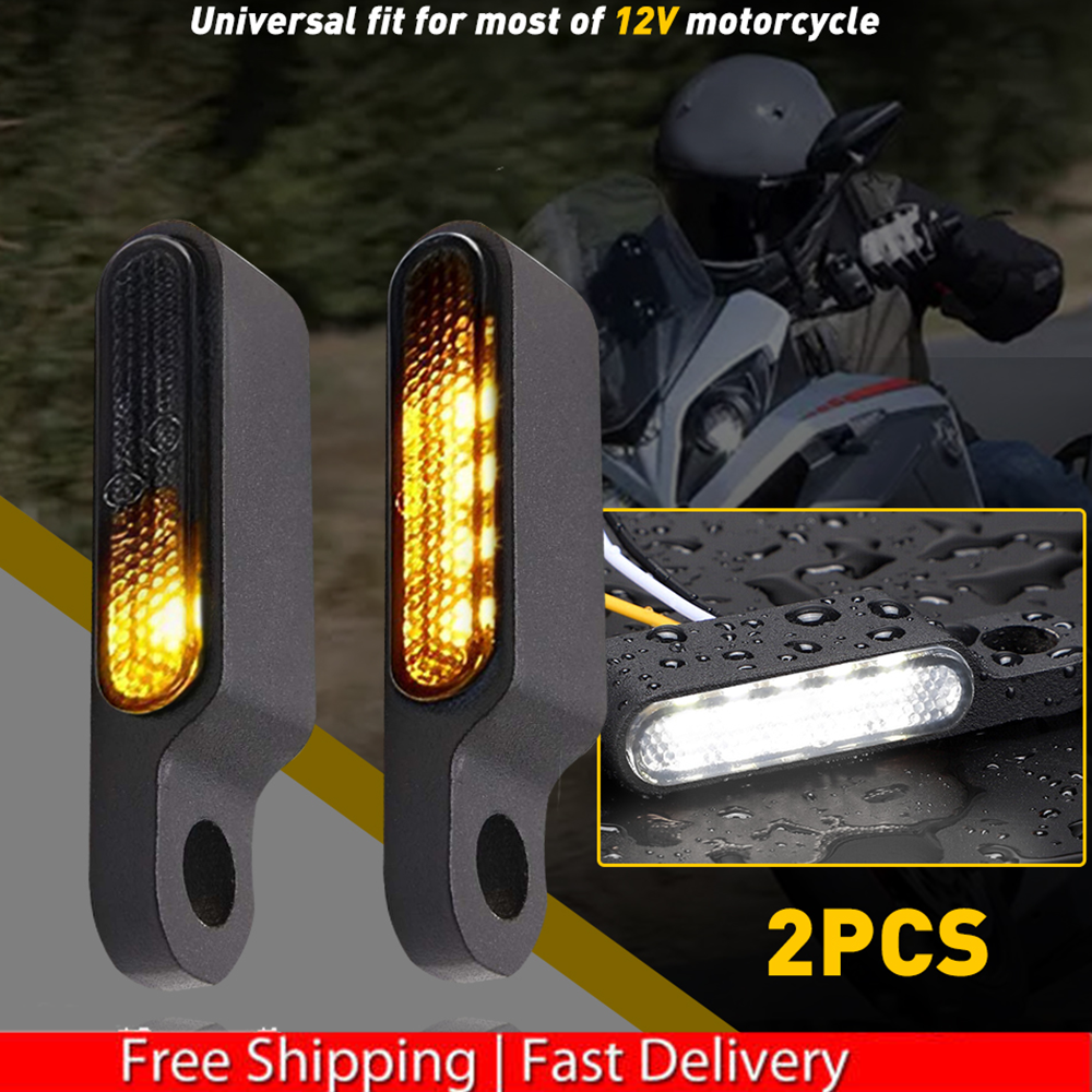 UNIVERSAL 12V Handlebar LED Turn Signals Blinker Running Light For Motorcycle