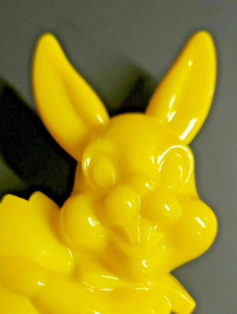 Vintage Yellow Easter Bunny Rabbit Holding Egg Plastic Candy Container U78