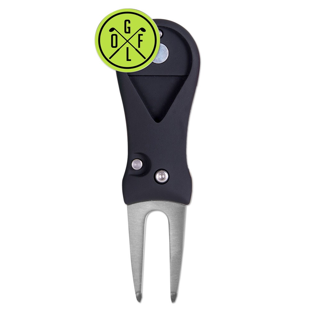 GOLF Logo (Multiple Colors) Golf Ball Marker w/ Switchblade Divot Tool