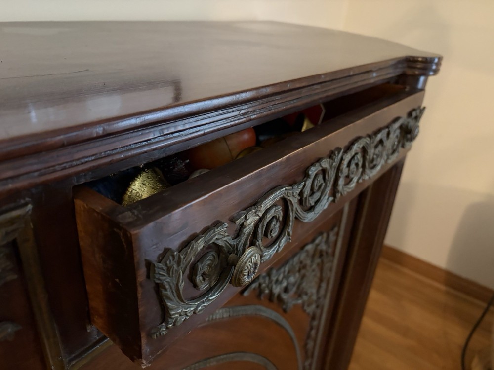 French Style Antique Buffet Sideboard with Two Drawers and Two Doors Brown