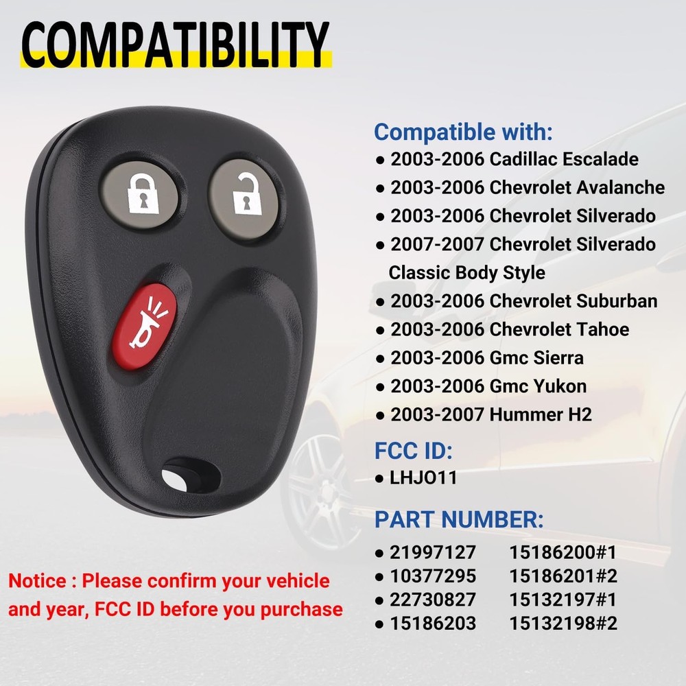 2pk Keyless Entry Remote Fit Chevy GMC 2003-2006