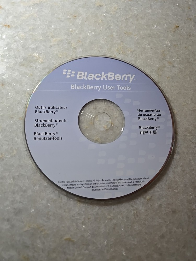Blackberry User Tools CD Disc Software 2006