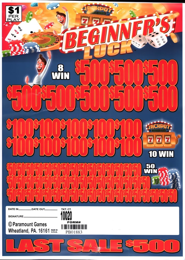 Pull Tab Tickets - Jar - Game - Beginners Luck - 10,020 ct