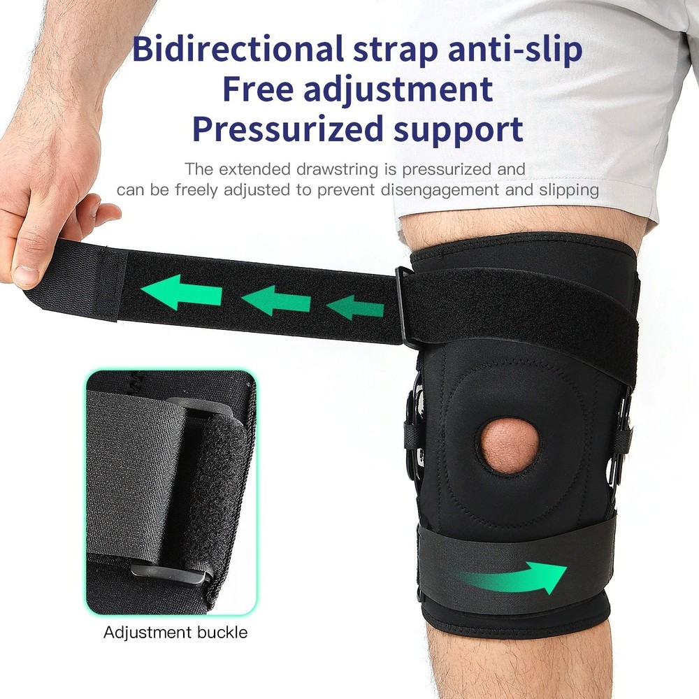 Knee Brace Compression Sleeve Hinged Joint Support Open Patella Stabilizer Wrap