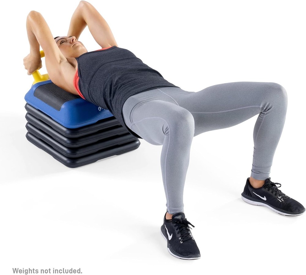 16 x 16 inches Adjustable Height Aerobic Step Platform with Adjustable Risers