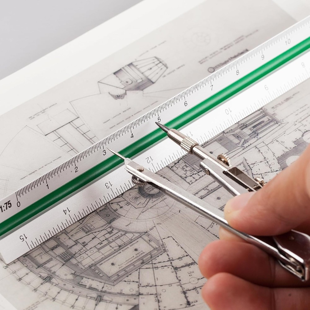 Color-Coded 12-Inch Triangular Scaling Ruler for Architects - Lasting Accuracy
