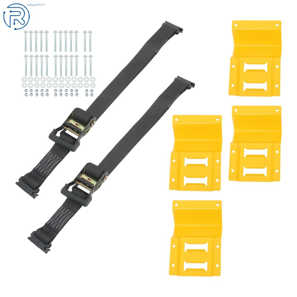 Durable E Track Wheel Chock System 6' Ratchet Tie Down Strap Secure Cargo 1 Pack