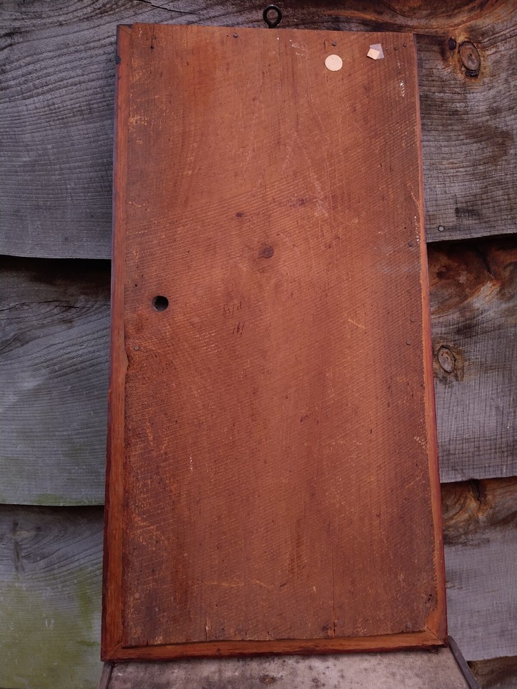 Antique Split Column (two part) Mirror Reverse Painting, Mid 1800s