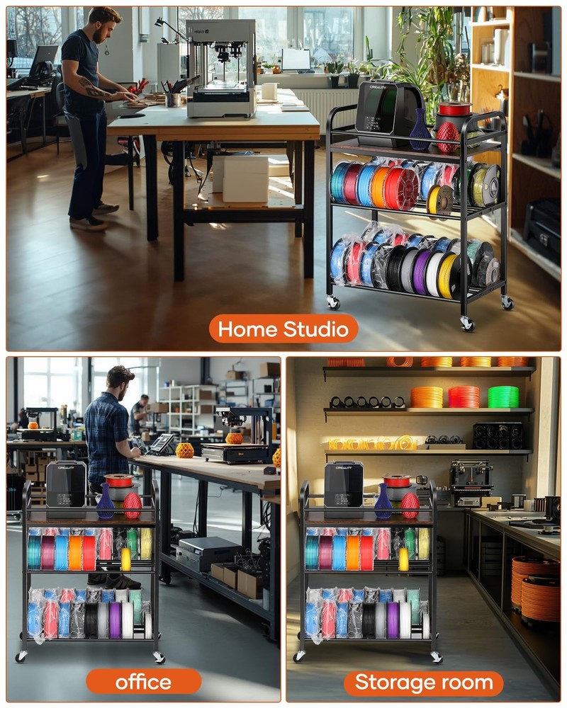 3D Printer Filament Storage Rack - Rolling Spool Holders with Wheels, Heavy D...