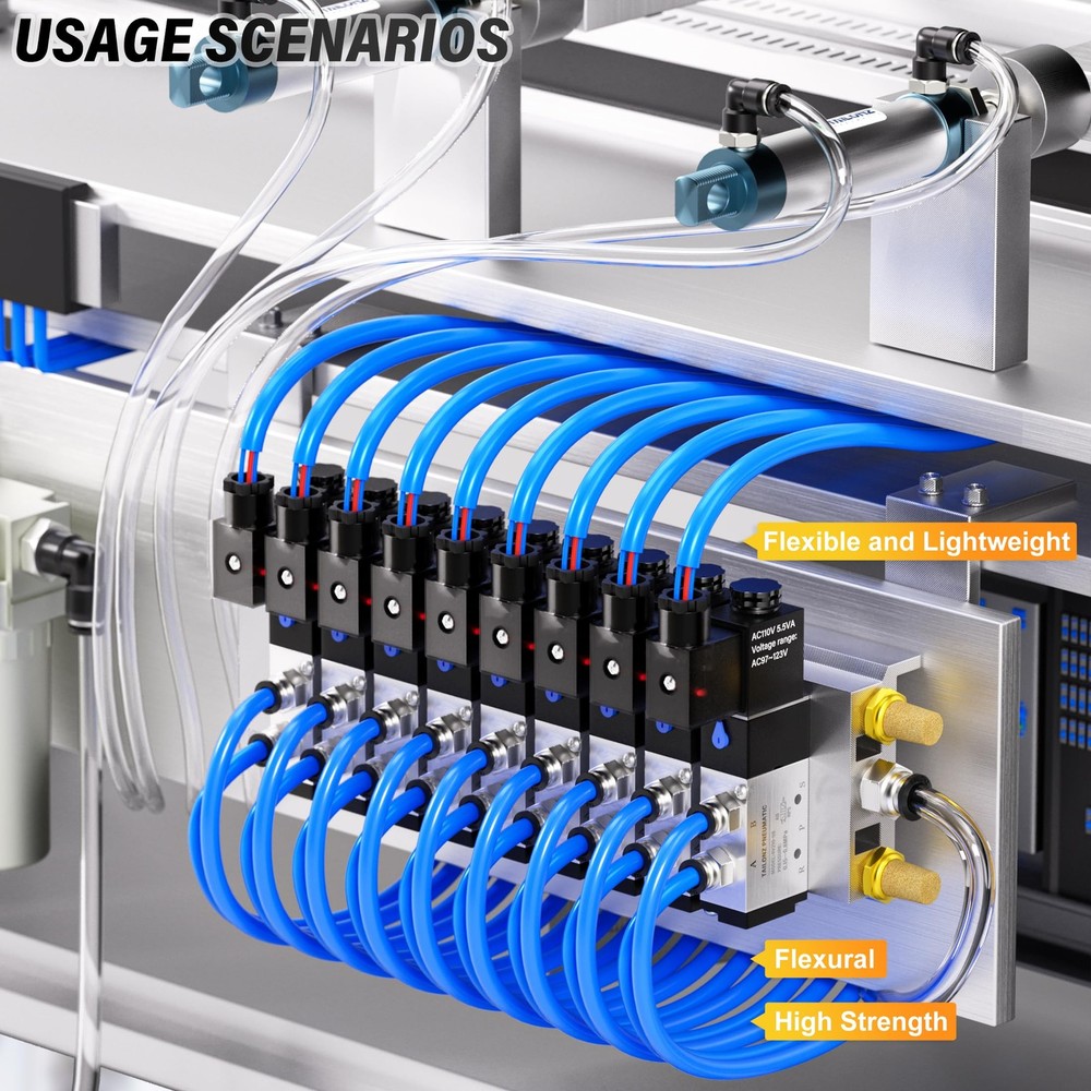 TAILONZ PNEUMATIC Blue 6mm OD 4mm ID Polyurethane PU Air Hose Pipe Tube Kit 1...