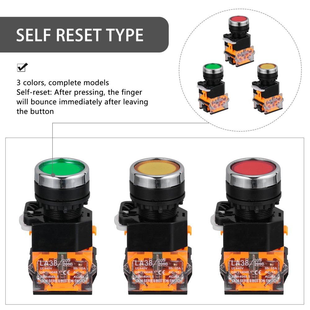 3 Pcs Plastic Momentary Push Button Switch Pushbutton Switches