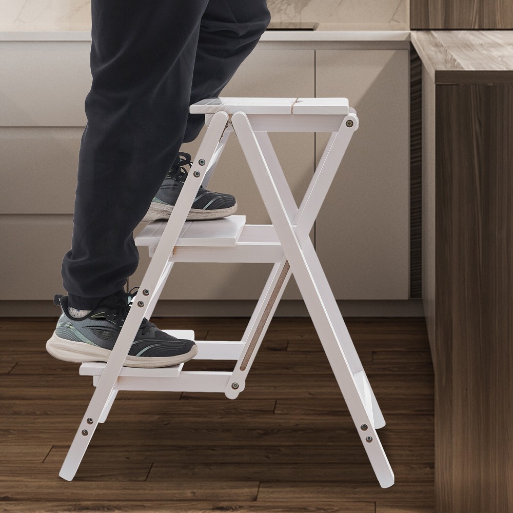 22.44*16.33*25.6 in Trapezoidal Step Stool, 3 Step Ladder, Folding Step Stool