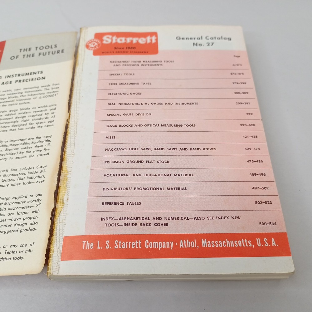 Starrett Tool 4th Edition Catalog No. 27 1965
