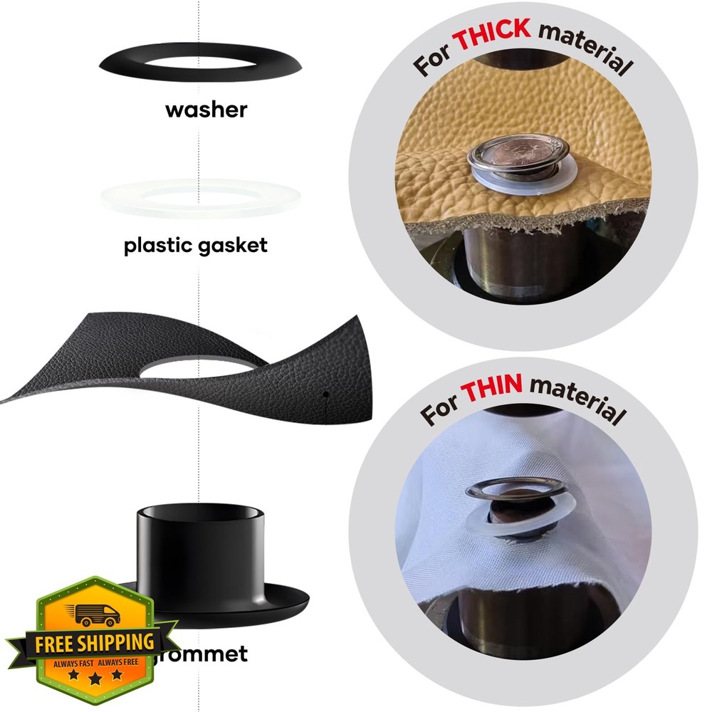3/8" Brass Grommet Refill Black 300 Sets Rustproof Eyelets for Tools