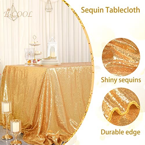Sequin Tablecloth Seamless 90x132inch Rectangle 132" x 90" (Rectangular) Gold