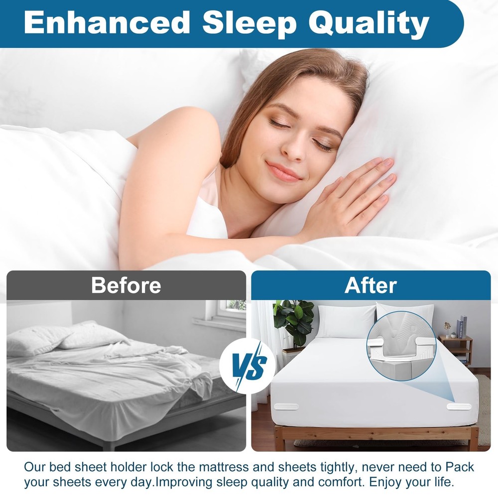 BED SHEET STRAPS Corners Adjustable Lock Sheet Holders Fasteners Clips DOWNOOP