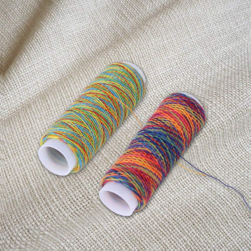 Variegated Polyester Embroidery Thread Set - 5 Spools Multicolor Sewing Thread 1