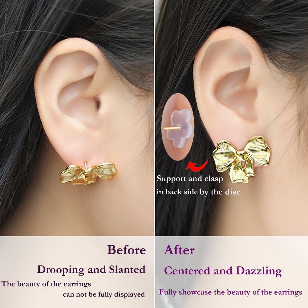 Silicone Earring Backs with Support Patches, Clear Discs Stabilizer Pads for