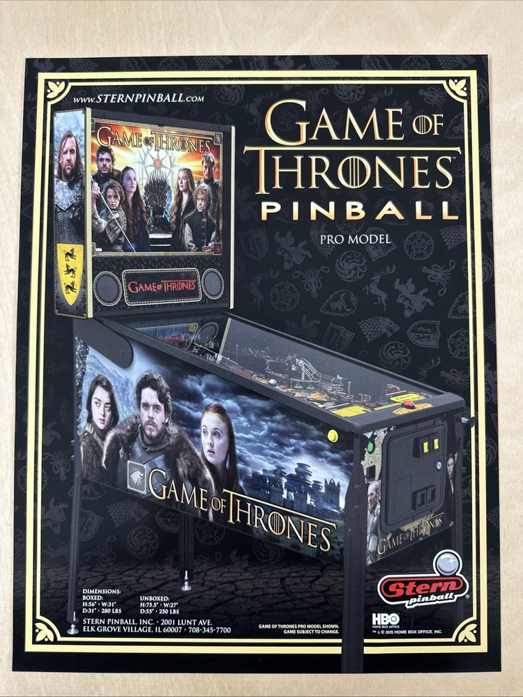 Stern Game Of Thrones Pro Pinball Flyer