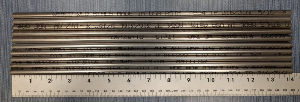 (Lot of 10) Webco 14" x 5/16" x .012 AW 316/316L Stainless Steel Capillary Tubes
