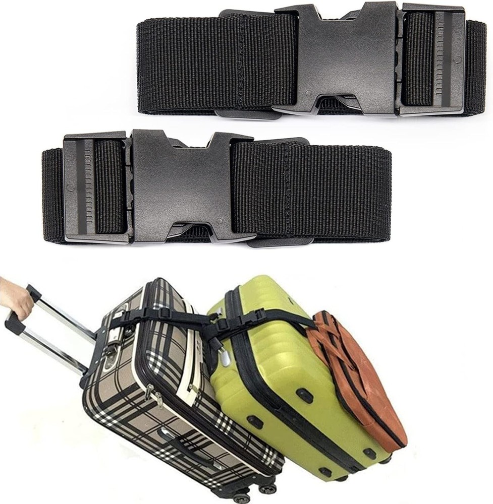 Lightweight Adjustable Black Luggage Straps - Quick Release & 250 lbs Capacity