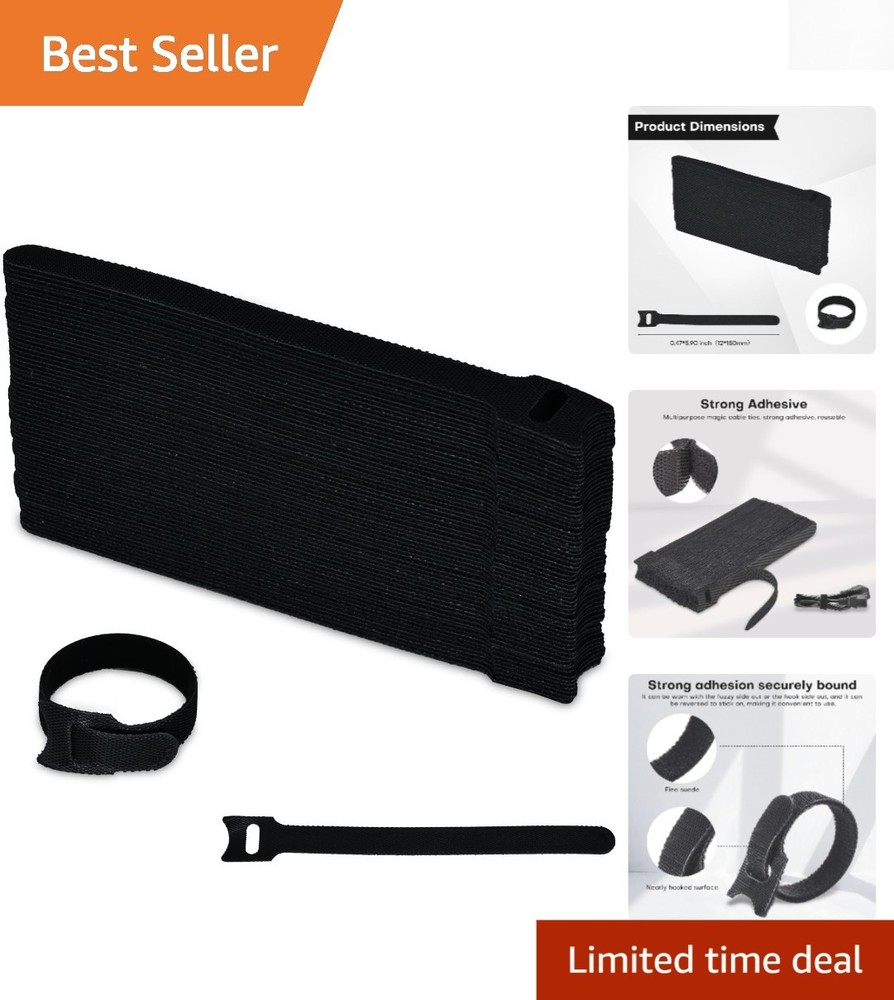 62PCS 6 inchs Microfiber Reusable Cable Ties – Adjustable Cord Organizer Stra...