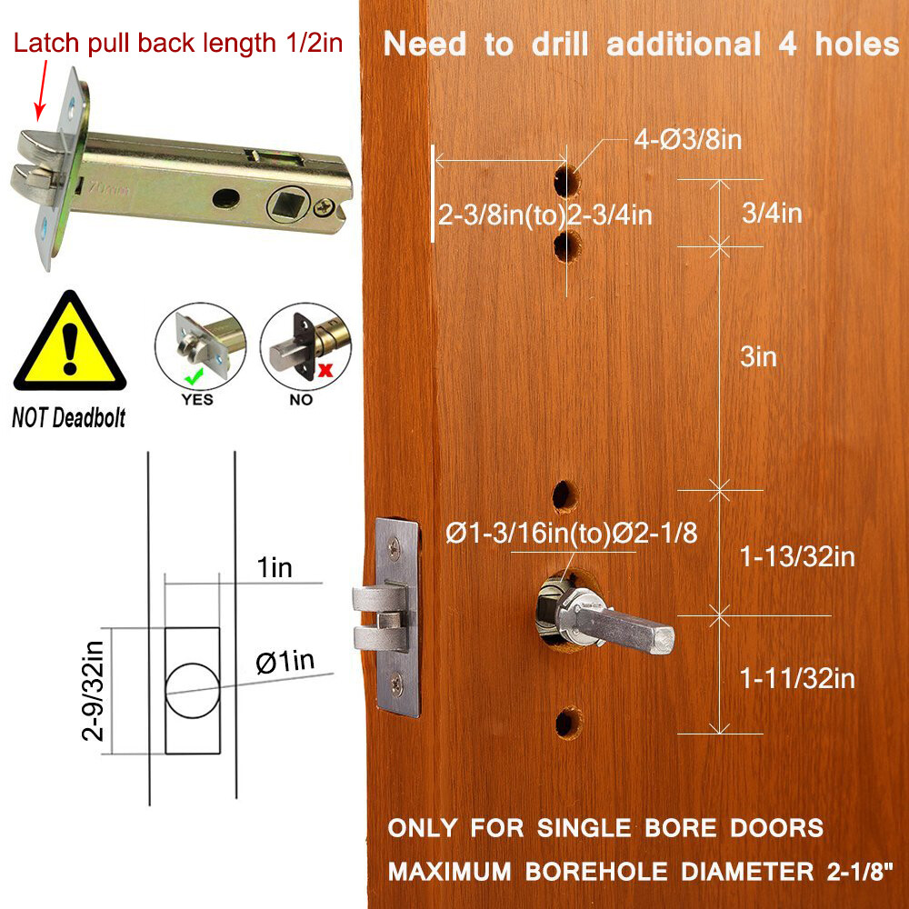 Door Lock Keyless Keypad Entry Mechanical Combination Code Lock High Security