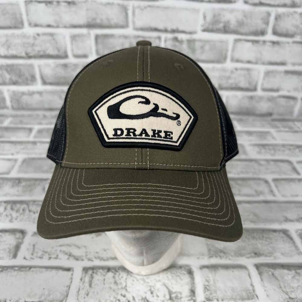 DRAKE MESH BACK BALL CAP SNAP BACK TRUCKER HAT Olive Green