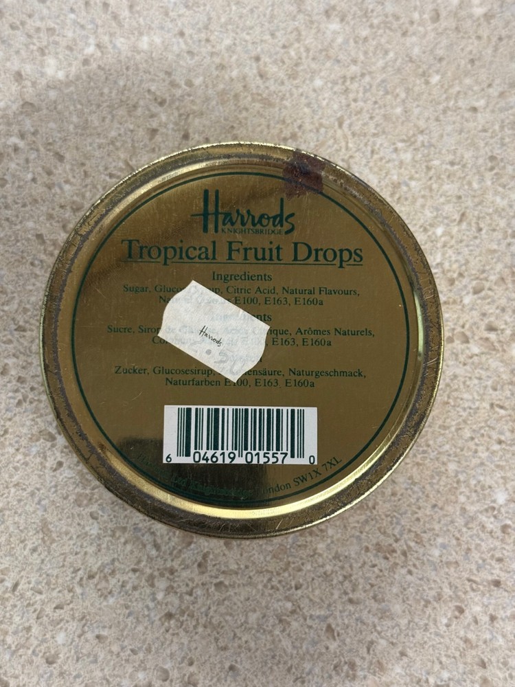 Harrods Tropical Fruit Drops Candy w/ Tin New NOS *READ*