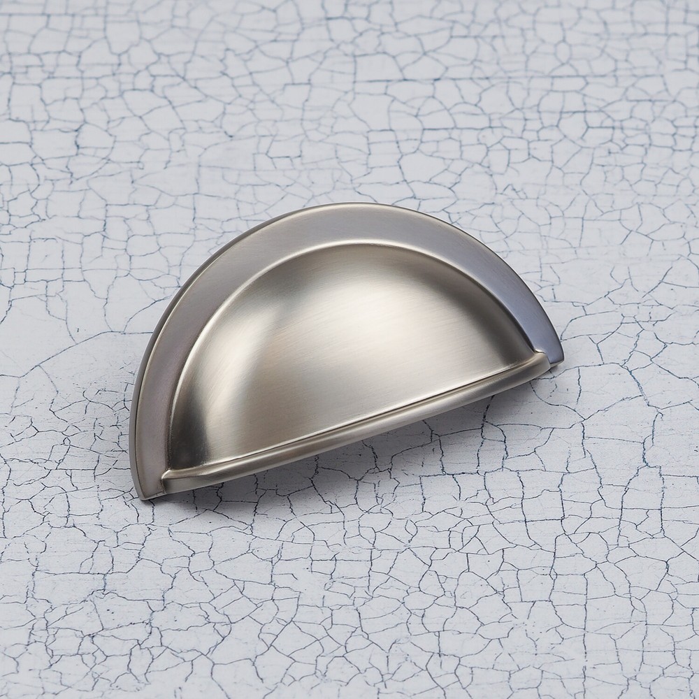 Nickel Kitchen Cupboard Handle Cup Pull Knobs Brushed Shaker Door Drawer Cabinet