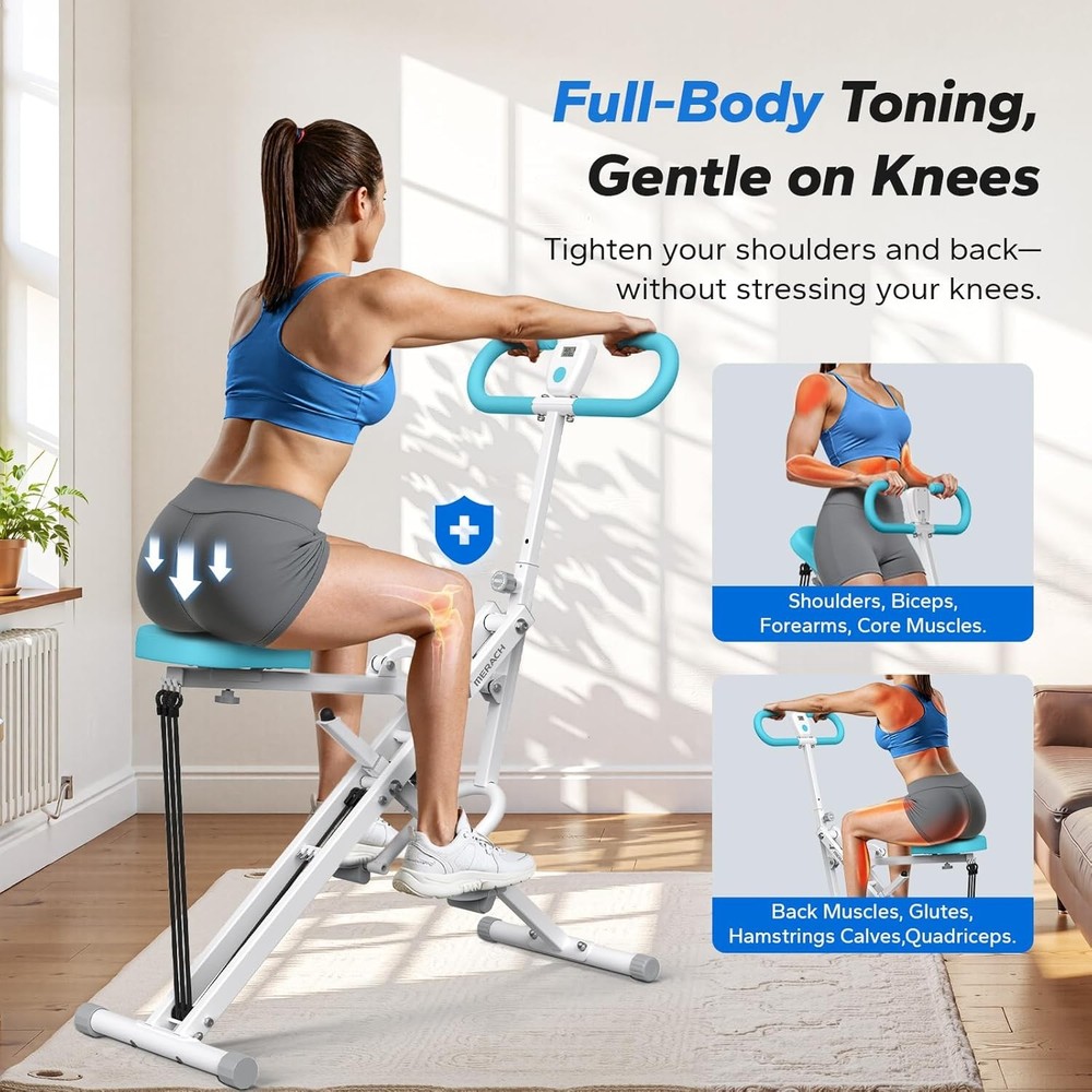 MERACH R07 2-in-1 Squat & Rowing Machine – Foldable Glute & Leg Trainer