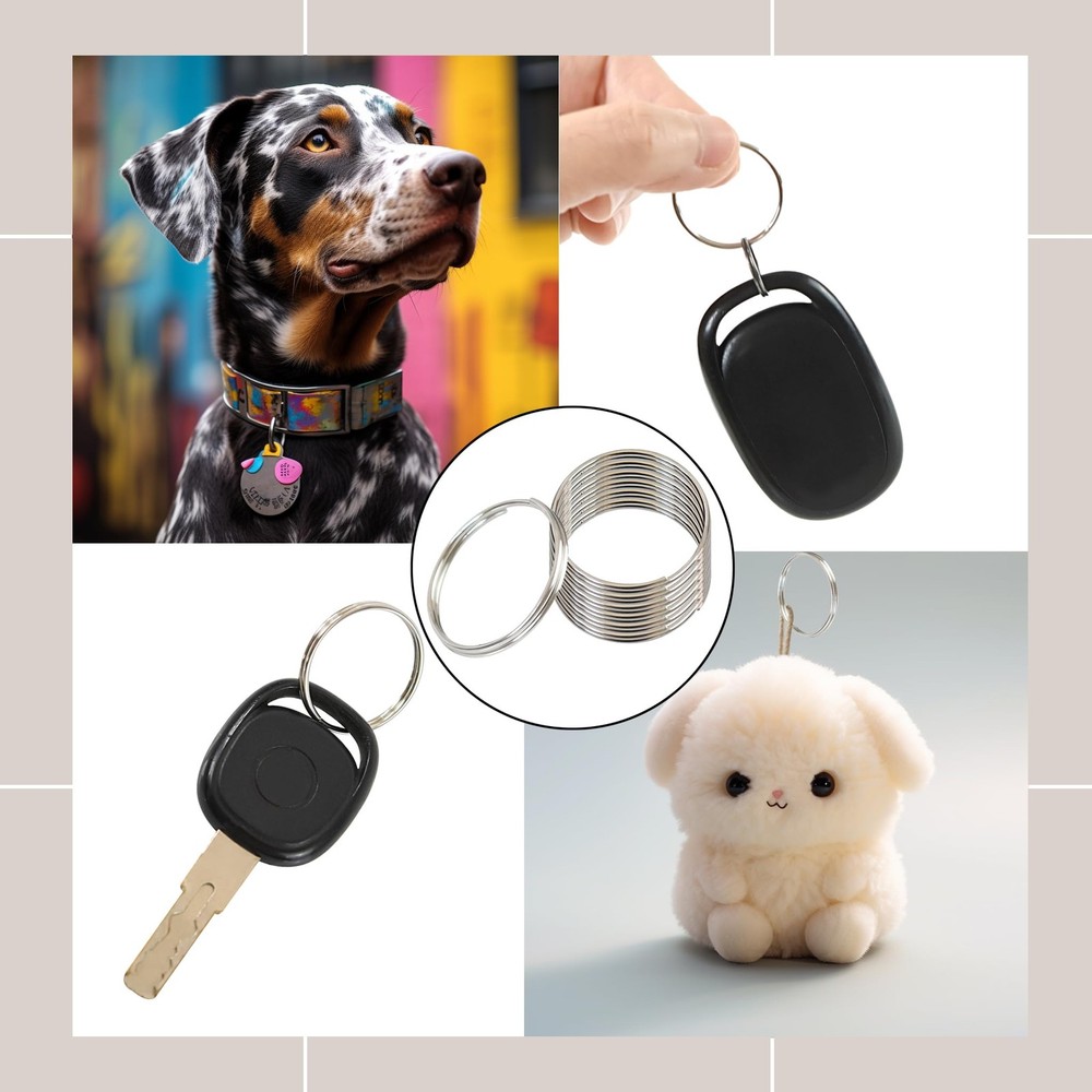 20 Pcs Key Rings 25mm Round Split Ring for Keychains Keyrings Silver