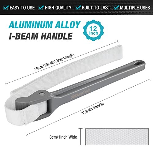 Strap Wrench 12" Handle, Adjustable Nylon Strap Pipe Wrenches, 12 Inch Grey